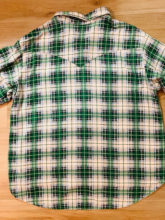 The Great The Heritage Green Plaid Flannel Shirt Womens Sz 2 M Snaps Western - Picture 4 of 12